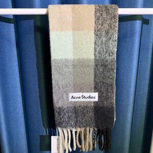 Acne Studios checkered scarf in soft mint